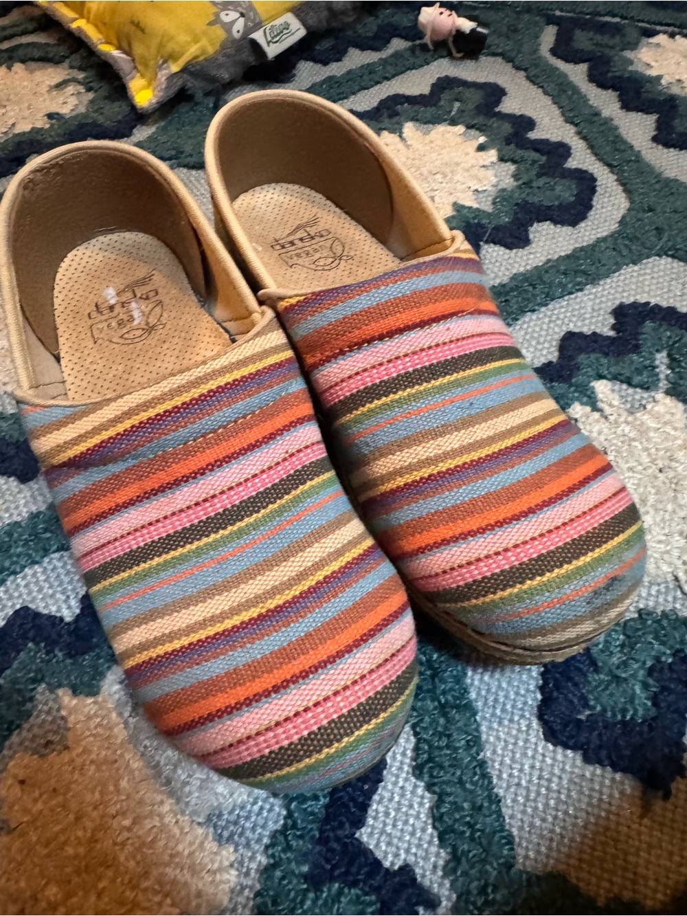 Dansko Multicolor Striped Slip-On Clogs